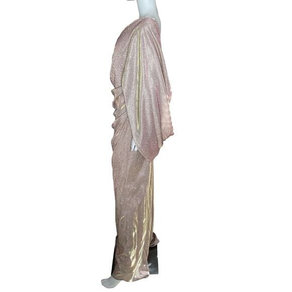 Betsy & Adam “Gracie” Galaxy Knit Glitter Draped Gown Women’s Sz 12 - Picture 3 of 7